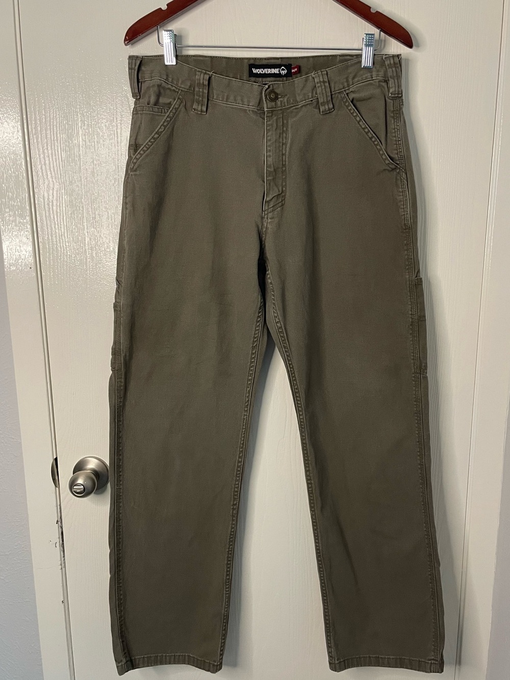 Wolverine Carpenter Utility Work Pants Olive Green 34x32 Straight Leg Cotton